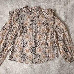 a.n.a Multicolor Patterned Ruffle Blouse